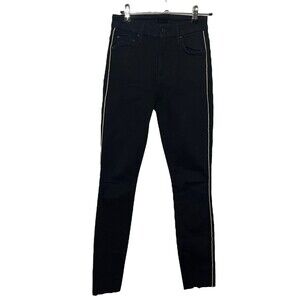 Mother Looker Skinny Jeans High Waisted Hemmed Not Guilty Black 24
